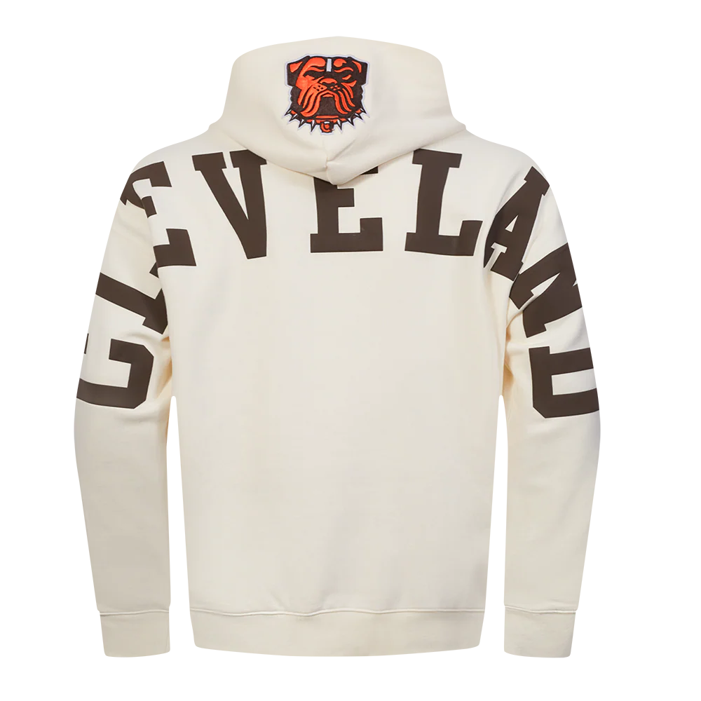 NFL CLEVELAND BROWNS WINGSPAN MEN'S DROP SHOULDER FLC PO HOODIE (EGGSHELL) - Image 5
