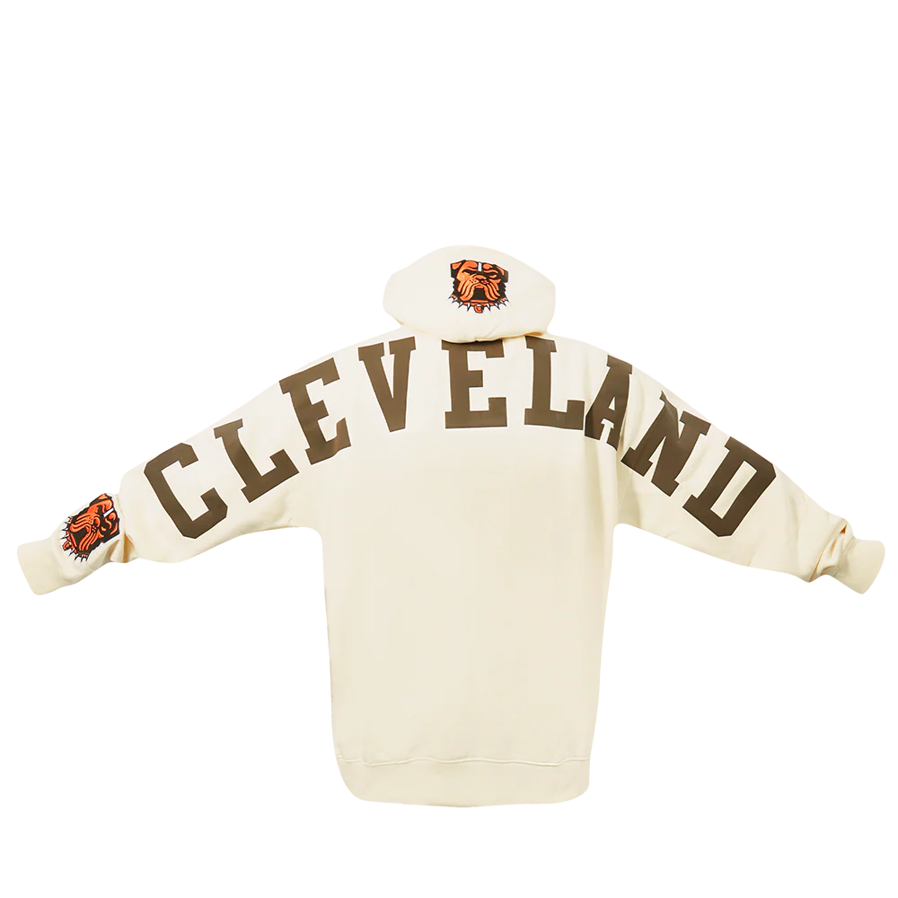 NFL CLEVELAND BROWNS WINGSPAN MEN'S DROP SHOULDER FLC PO HOODIE (EGGSHELL) - Image 7