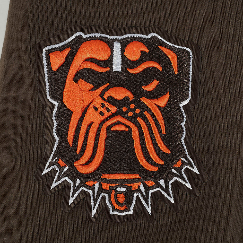 NFL CLEVELAND BROWNS CLASSIC CHENILLE MEN'S DK PO FZ HOODIE (BROWN) - Image 16