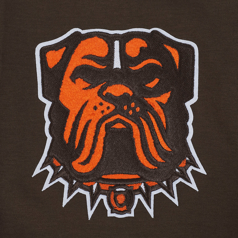 NFL CLEVELAND BROWNS CLASSIC CHENILLE MEN'S DK PO FZ HOODIE (BROWN) - Image 17