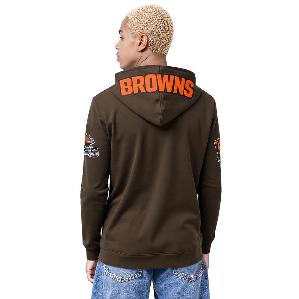 NFL CLEVELAND BROWNS CLASSIC CHENILLE MEN'S DK PO HOODIE (BROWN) - Image 12