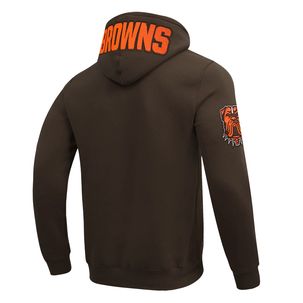 NFL CLEVELAND BROWNS CLASSIC CHENILLE MEN'S DK PO HOODIE (BROWN) - Image 14