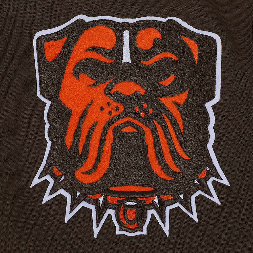 NFL CLEVELAND BROWNS CLASSIC CHENILLE MEN'S DK PO HOODIE (BROWN) - Image 16