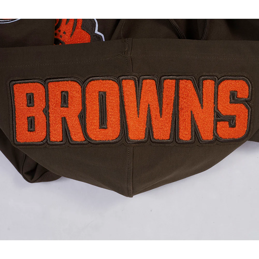 NFL CLEVELAND BROWNS CLASSIC CHENILLE MEN'S DK PO HOODIE (BROWN) - Image 18