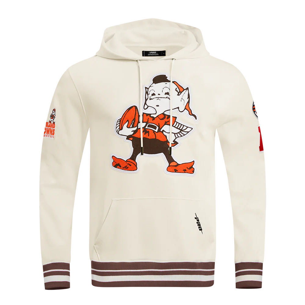 NFL CLEVELAND BROWNS RETRO CLASSIC MEN'S PO HOODIE (EGGSHELL/ BROWN)