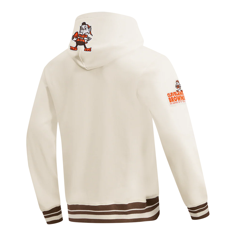NFL CLEVELAND BROWNS RETRO CLASSIC MEN'S PO HOODIE (EGGSHELL/ BROWN) - Image 4