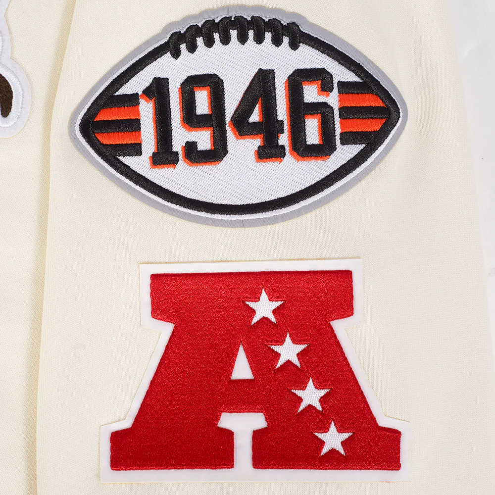 NFL CLEVELAND BROWNS RETRO CLASSIC MEN'S PO HOODIE (EGGSHELL/ BROWN) - Image 6