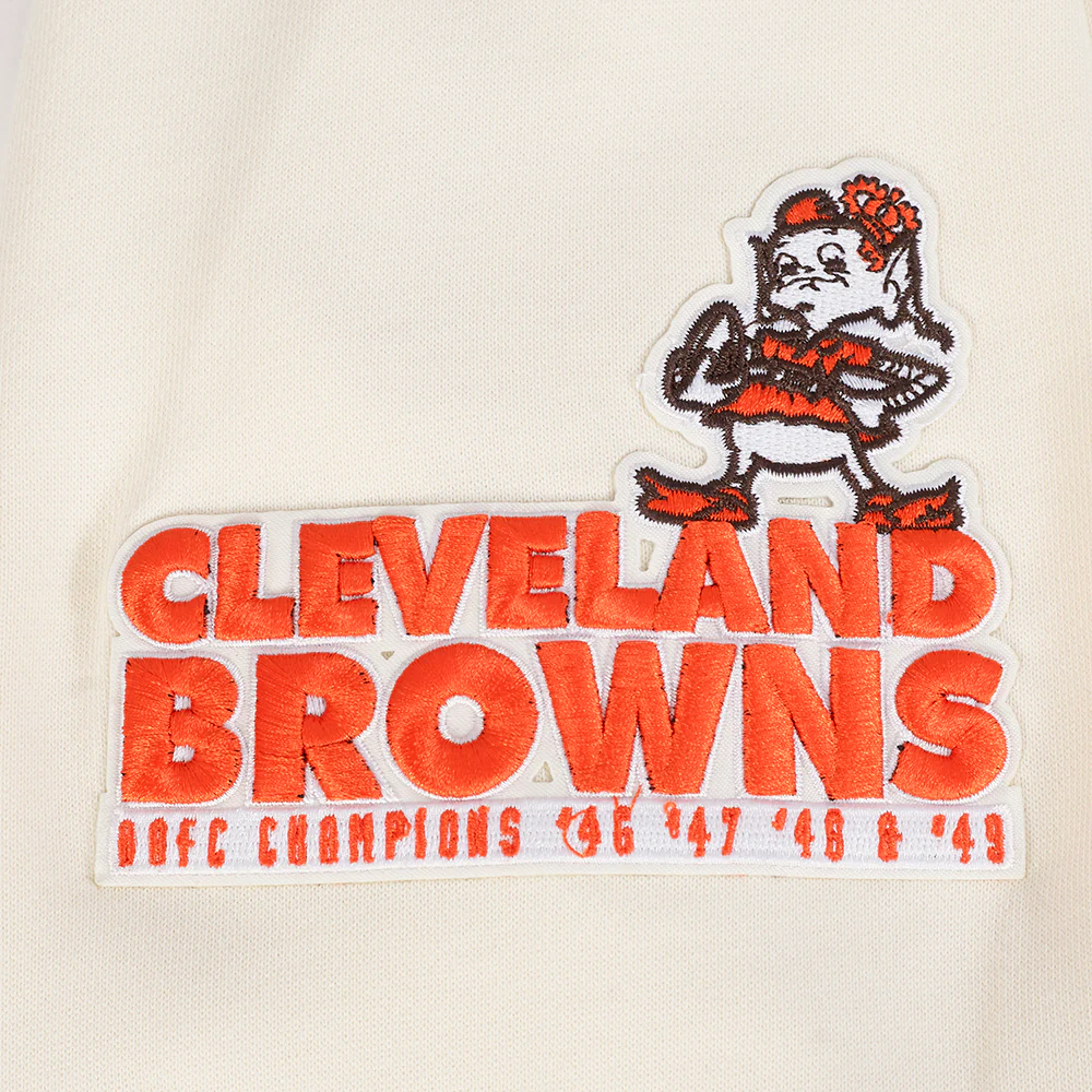 NFL CLEVELAND BROWNS RETRO CLASSIC MEN'S PO HOODIE (EGGSHELL/ BROWN) - Image 7