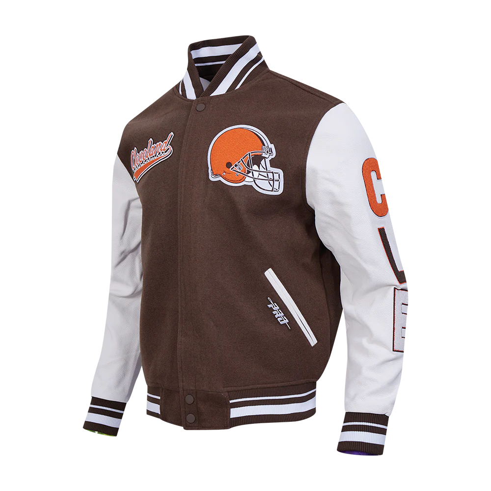 NFL CLEVELAND BROWNS SCRIPT TAIL MEN'S RIB WOOL VARSITY (BROWN/WHITE) - Image 5