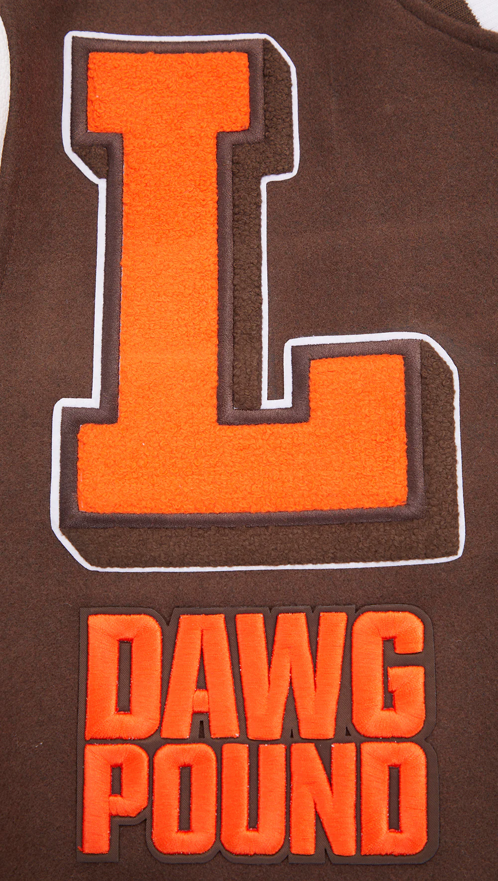 NFL CLEVELAND BROWNS MASHUP MEN'S RIB WOOL VARSITY JACKET (BROWN/WHITE) - Image 12