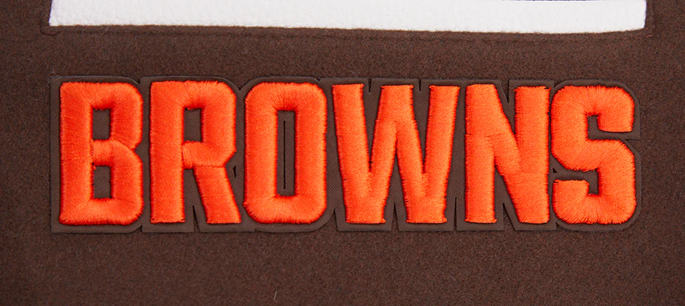 NFL CLEVELAND BROWNS MASHUP MEN'S RIB WOOL VARSITY JACKET (BROWN/WHITE) - Image 17