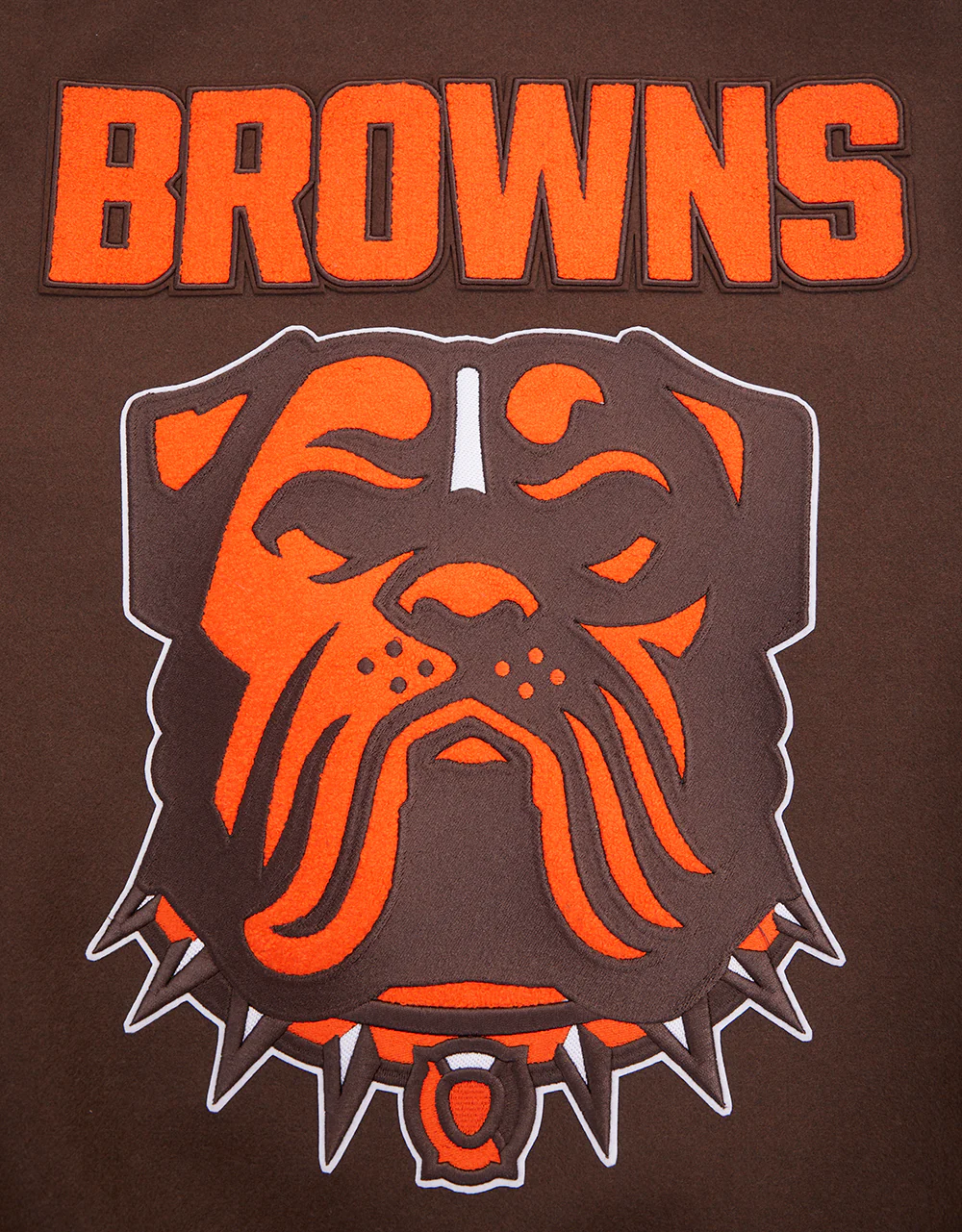 NFL CLEVELAND BROWNS MASHUP MEN'S RIB WOOL VARSITY JACKET (BROWN/WHITE) - Image 9