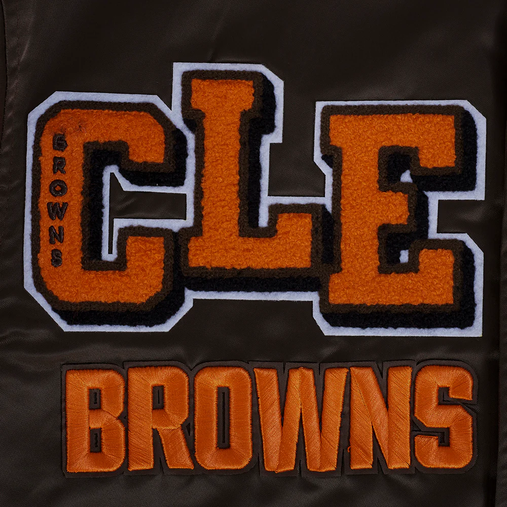 NFL CLEVELAND BROWNS MASHUP MEN'S RIB SATIN JACKET (BROWN) - Image 8