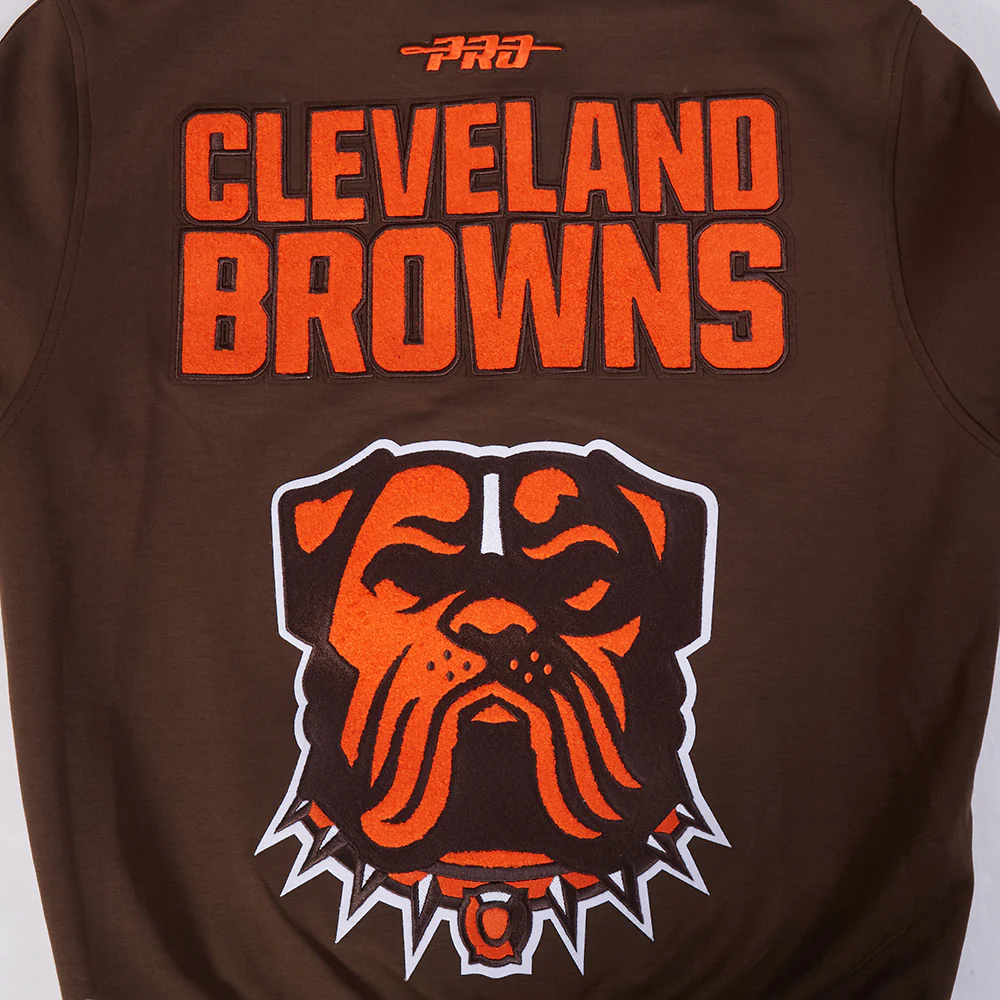 NFL CLEVELAND BROWNS PRO GAME DAY MEN'S DBL KNIT JACKET (BROWN/EGGSHELL/BROWN) - Image 9