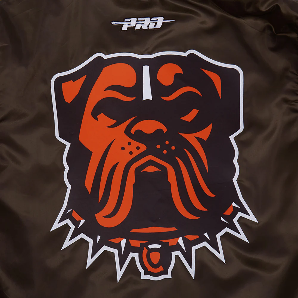 NFL CLEVELAND BROWNS CLASSIC SATIN MEN'S SATIN JACKET (BROWN) - Image 7