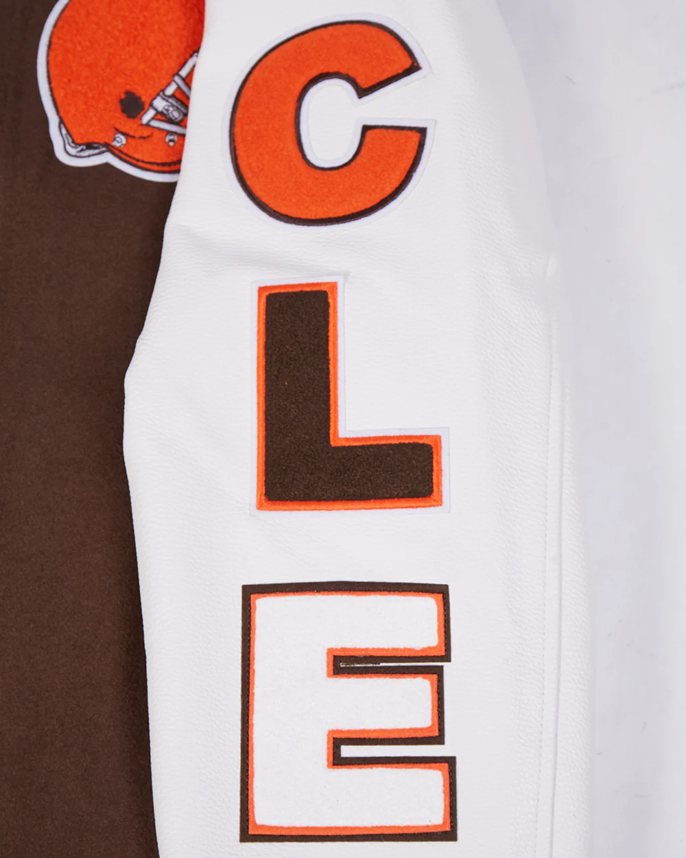 NFL CLEVELAND BROWNS CLASSIC VARSITY MEN'S VARSITY JACKET (BROWN/WHITE) - Image 10