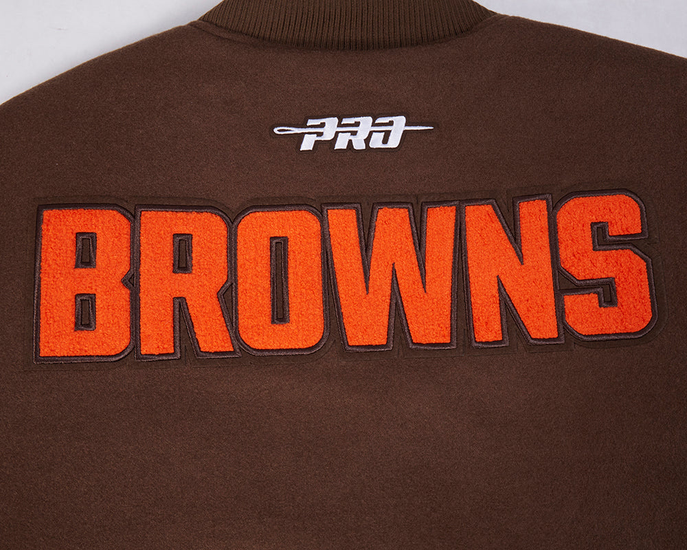 NFL CLEVELAND BROWNS CLASSIC VARSITY MEN'S VARSITY JACKET (BROWN/WHITE) - Image 11