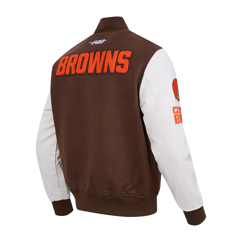 NFL CLEVELAND BROWNS CLASSIC VARSITY MEN'S VARSITY JACKET (BROWN/WHITE) - Image 6