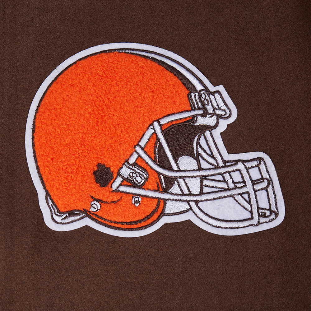 NFL CLEVELAND BROWNS CLASSIC VARSITY MEN'S VARSITY JACKET (BROWN/WHITE) - Image 7