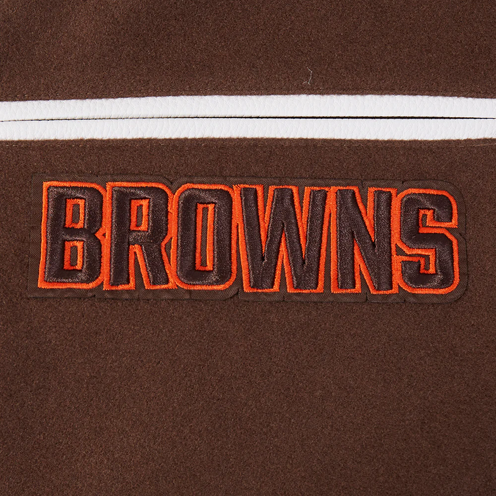 NFL CLEVELAND BROWNS CLASSIC VARSITY MEN'S VARSITY JACKET (BROWN/WHITE) - Image 8