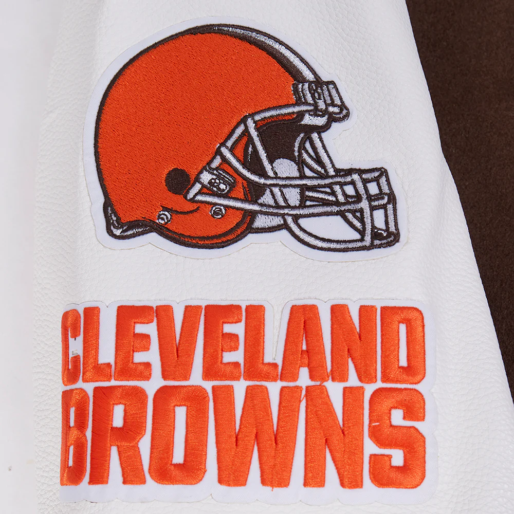 NFL CLEVELAND BROWNS CLASSIC VARSITY MEN'S VARSITY JACKET (BROWN/WHITE) - Image 9