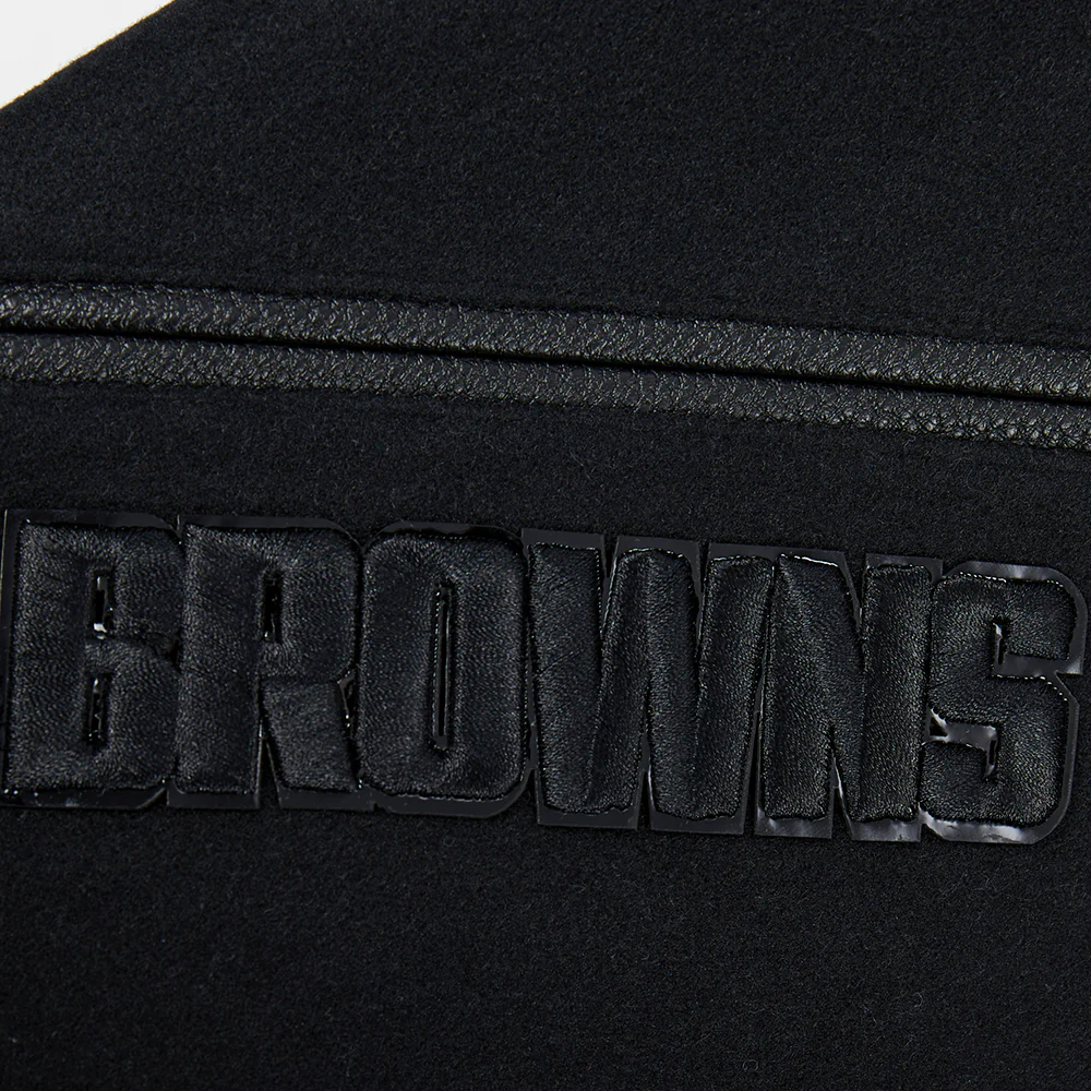 NFL CLEVELAND BROWNS TRIPLE BLACK LOGO MEN'S VARSITY JACKET (TRIPLE BLACK) - Image 6