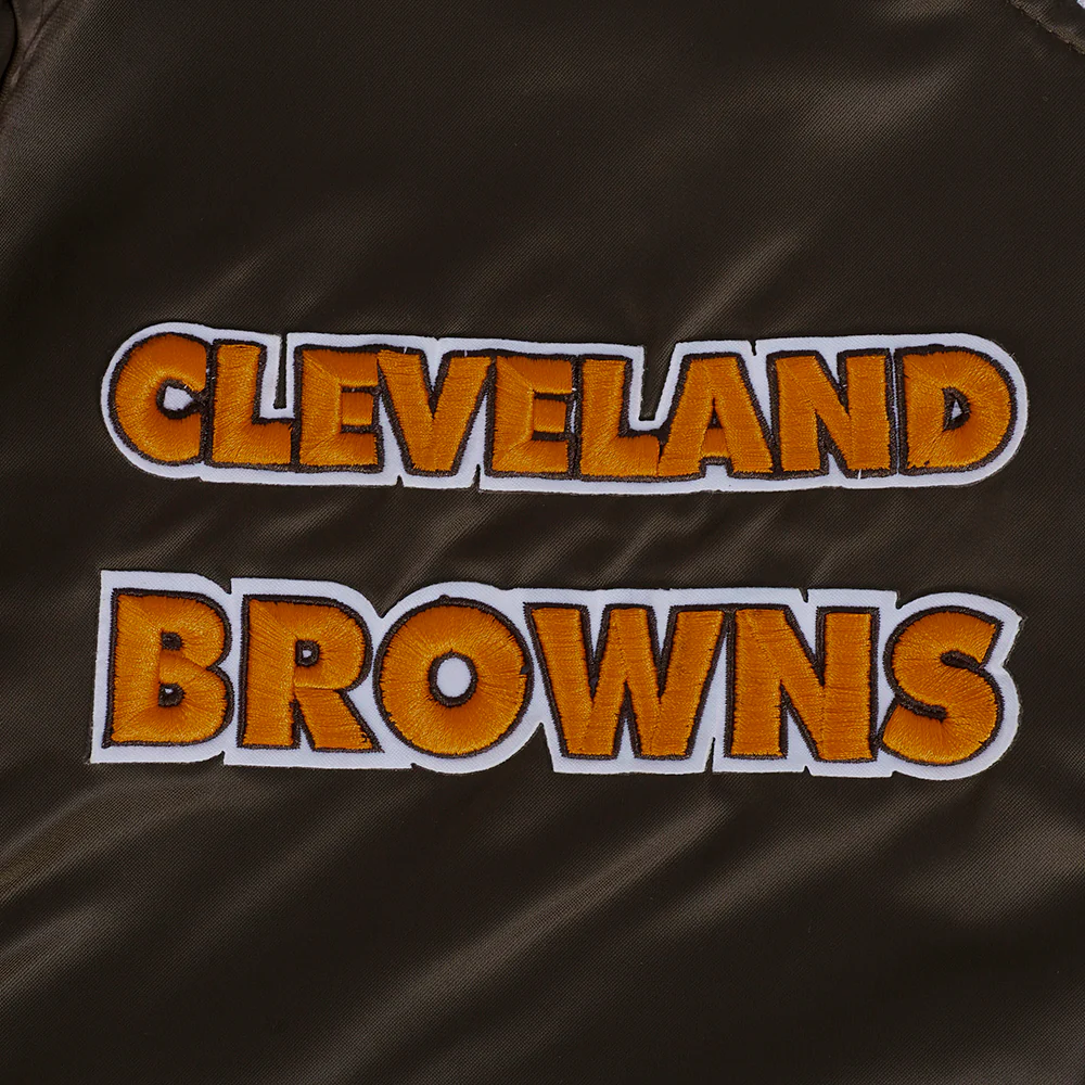 NFL CLEVELAND BROWNS RETRO CLASSIC MEN'S RIB SATIN JACKET (BROWN) - Image 6