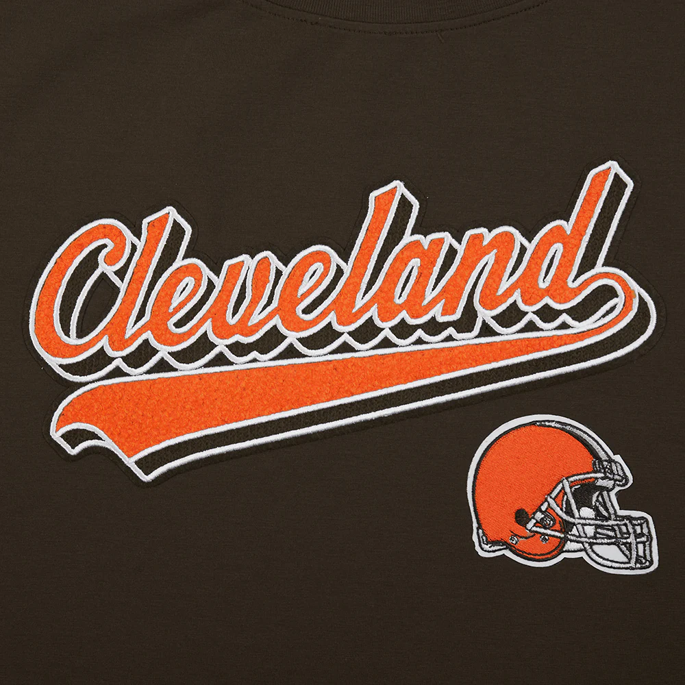NFL CLEVELAND BROWNS SCRIPT TAIL WOMEN'S SJ BOXY TEE (BROWN) - Image 7