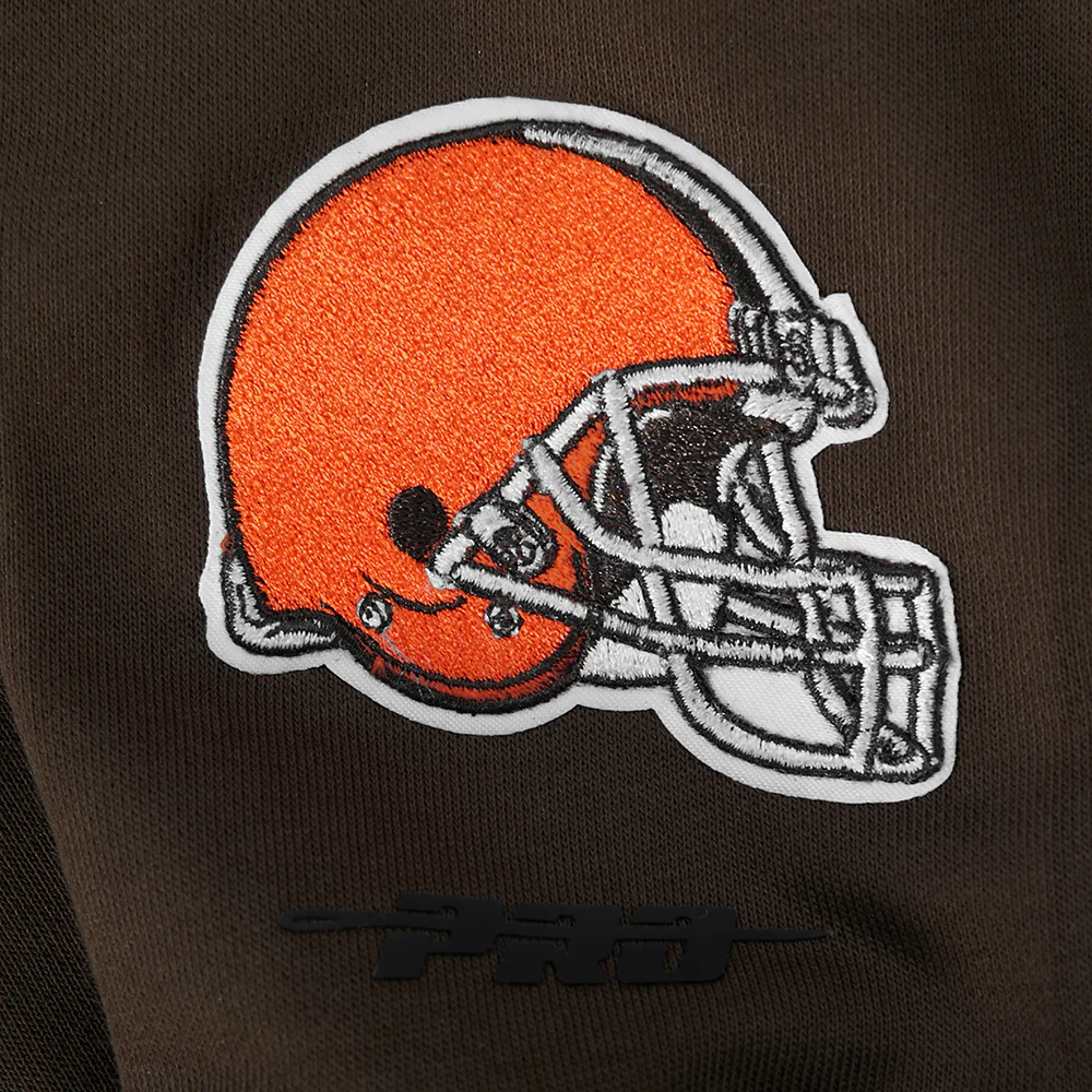 NFL CLEVELAND BROWNS MASHUP WOMEN'S RIB CROPPED PO HOODIE (BROWN) - Image 16