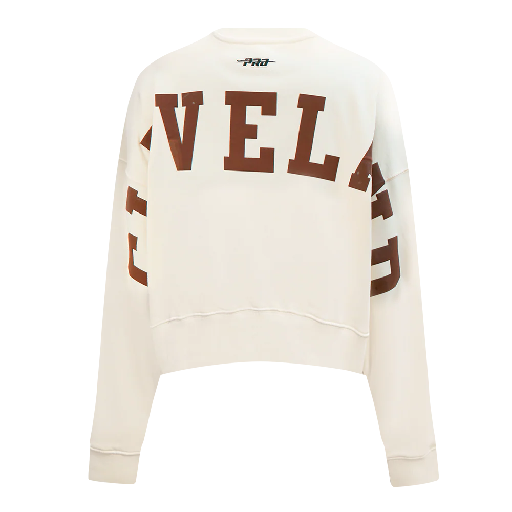 NFL CLEVELAND BROWNS WINGSPAN WOMEN'S FLC CREWNECK (EGGSHELL) - Image 5