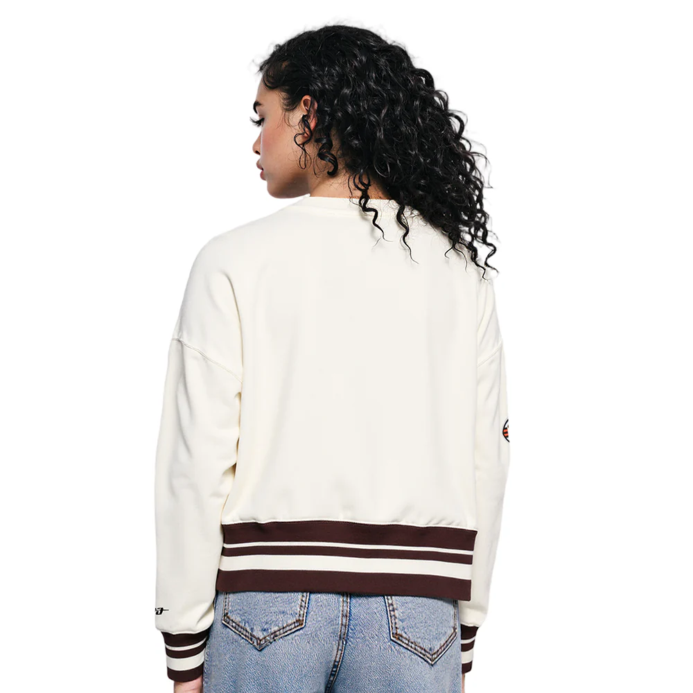 NFL CLEVELAND BROWNS RETRO CLASSIC WOMEN'S CREWNECK (EGGSHELL/BROWN) - Image 2