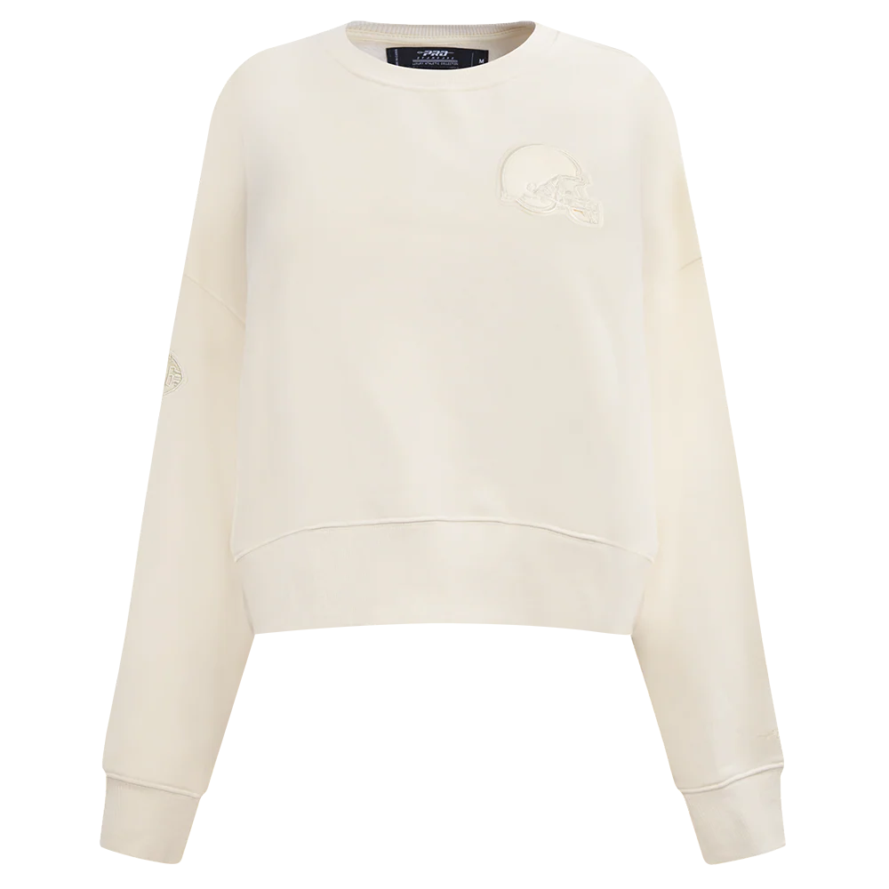 NFL CLEVELAND BROWNS NEUTRAL FLEECE CREWNECK (EGGSHELL)