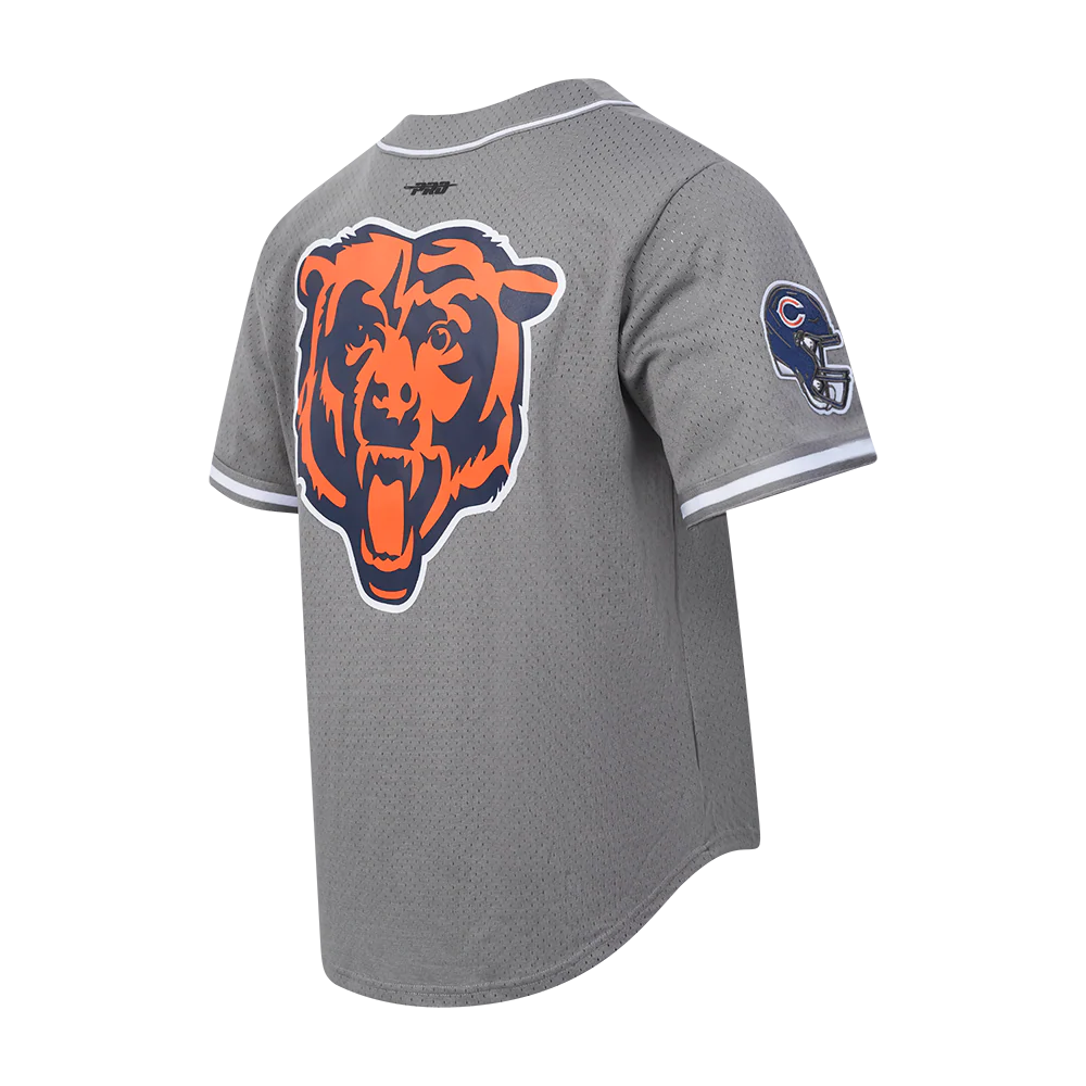 NFL CHICAGO BEARS SCRIPT TAIL MEN'S MESH BUTTON DOWN SHIRT (GRAY) - Image 8