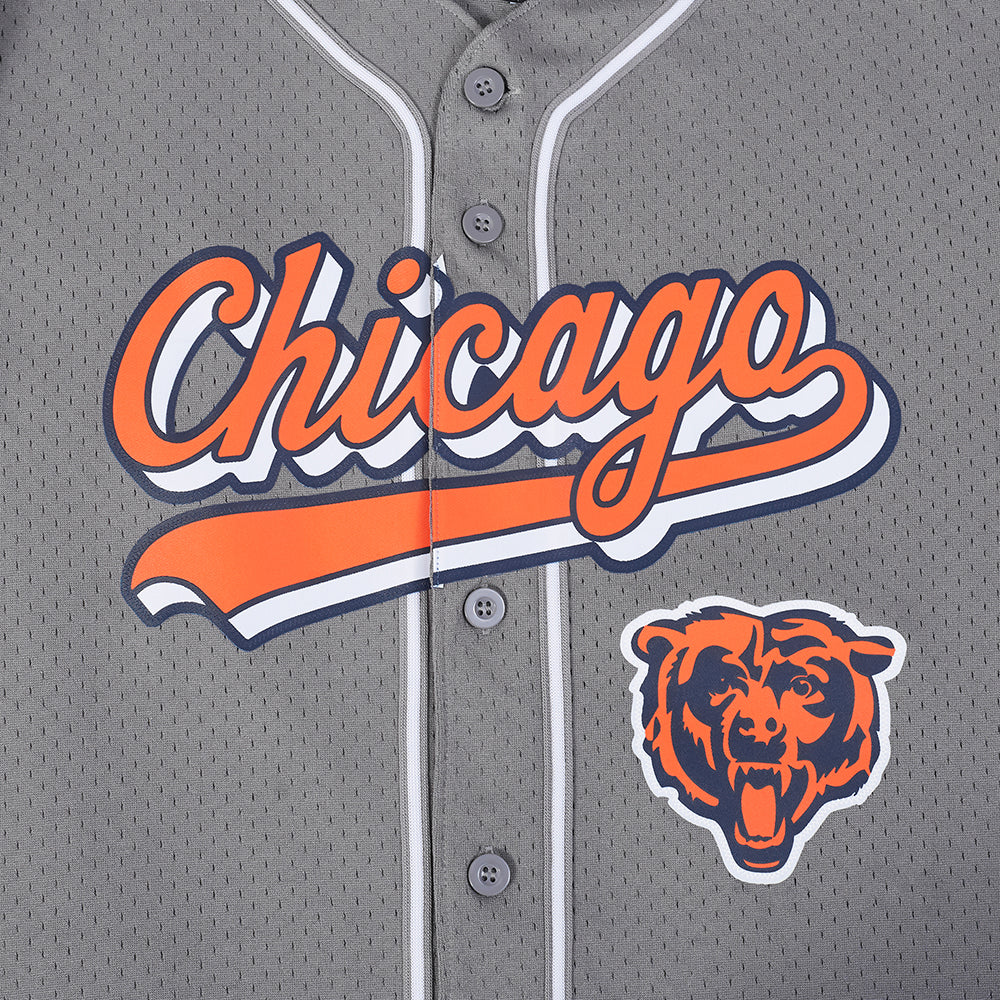 NFL CHICAGO BEARS SCRIPT TAIL MEN'S MESH BUTTON DOWN SHIRT (GRAY) - Image 9
