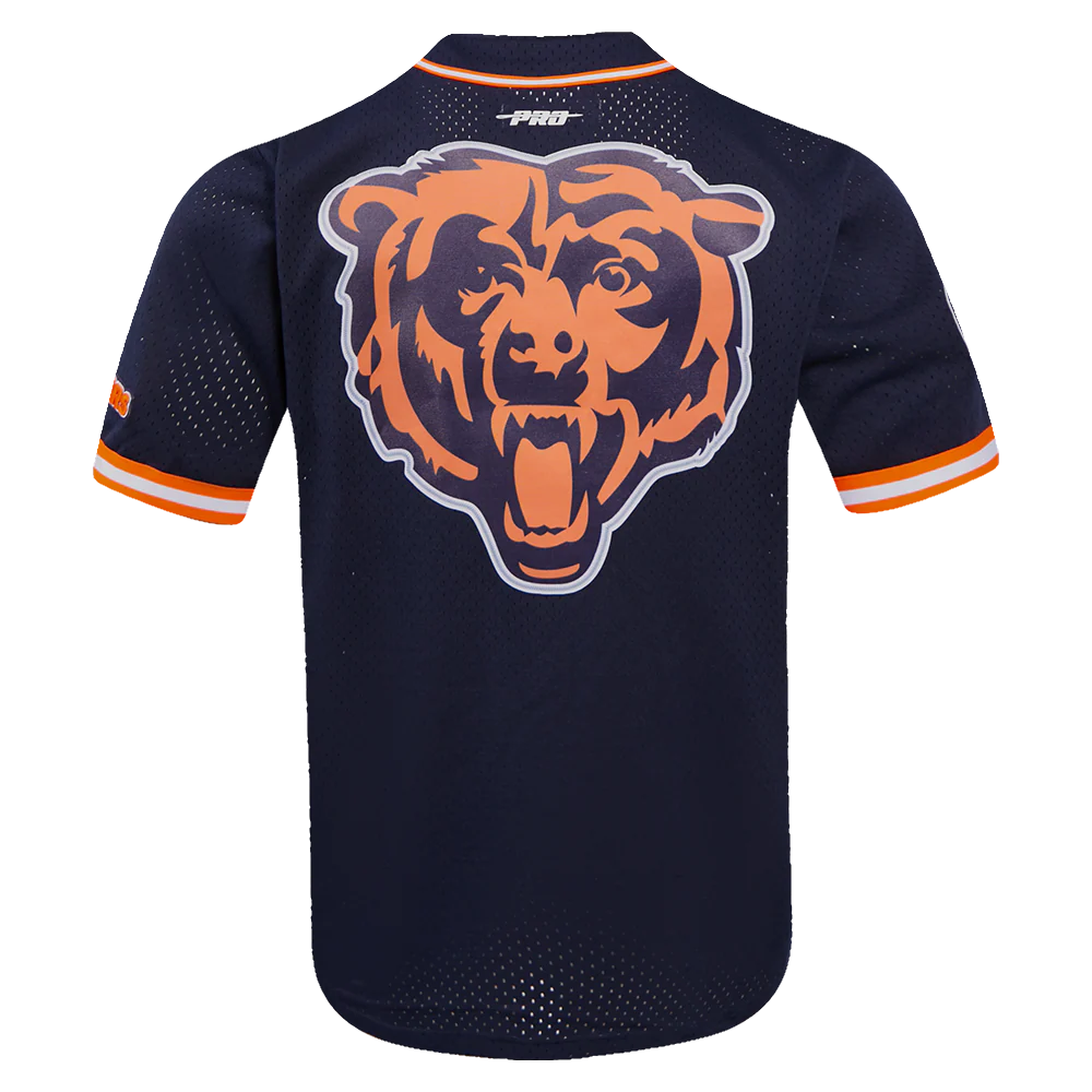 NFL CHICAGO BEARS SCRIPT TAIL MEN'S MESH BUTTON DOWN SHIRT (MIDNIGHT NAVY/ORANGE) - Image 3