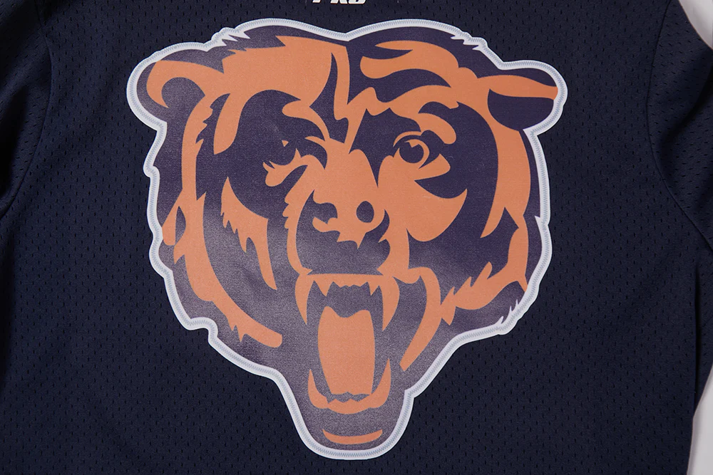 NFL CHICAGO BEARS SCRIPT TAIL MEN'S MESH BUTTON DOWN SHIRT (MIDNIGHT NAVY/ORANGE) - Image 8