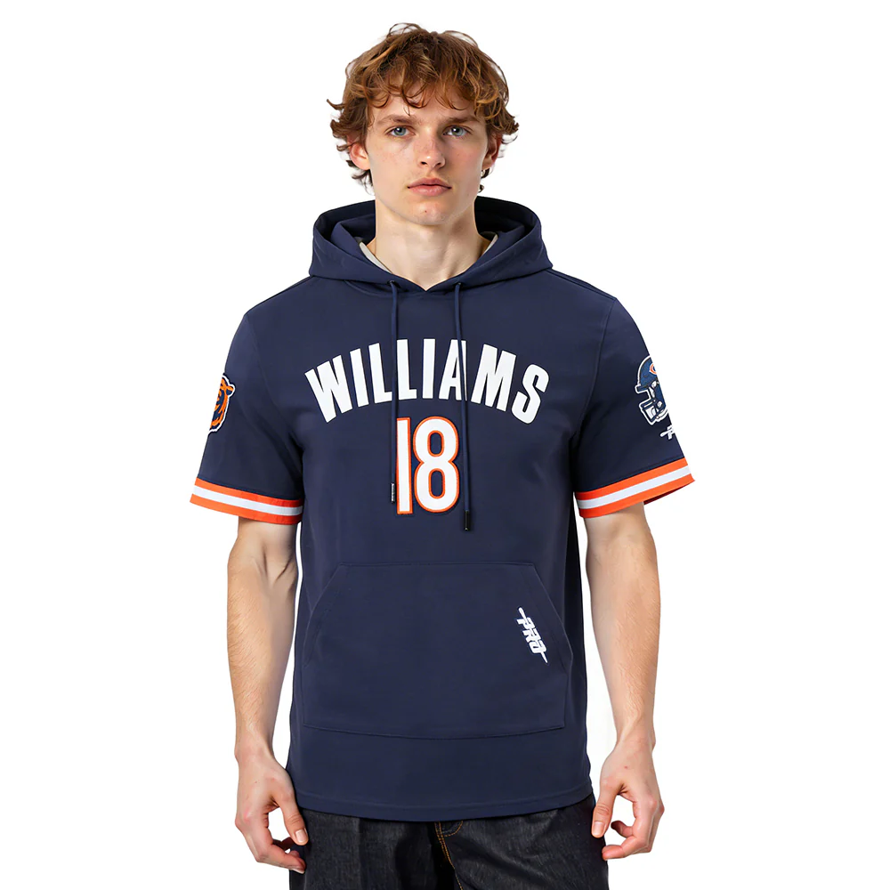 NFL CHICAGO BEARS CALEB WILLIAMS #18 CLASSIC PNN MEN'S SS PO HOODIE (MIDNIGHT NAVY/ORANGE)