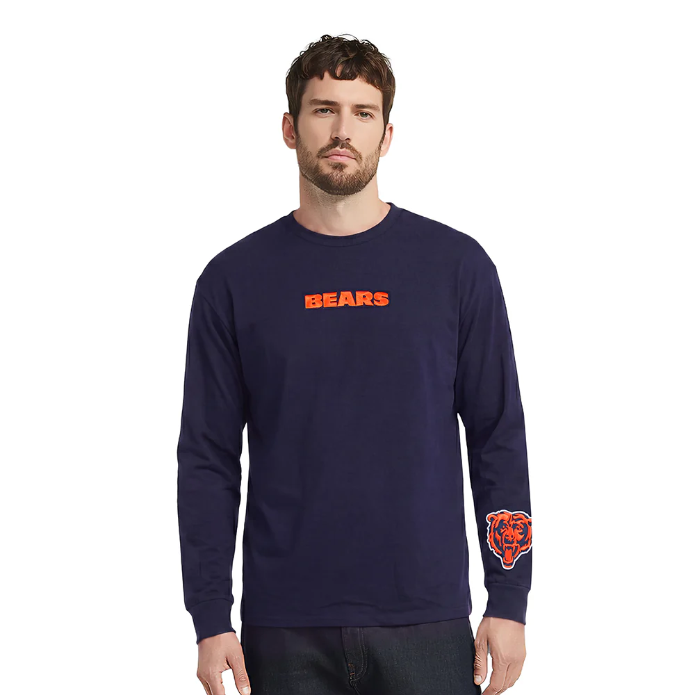 NFL CHICAGO BEARS WINGSPAN MEN'S DROP SHOULDER LS TEE (MIDNIGHT NAVY) - Image 2