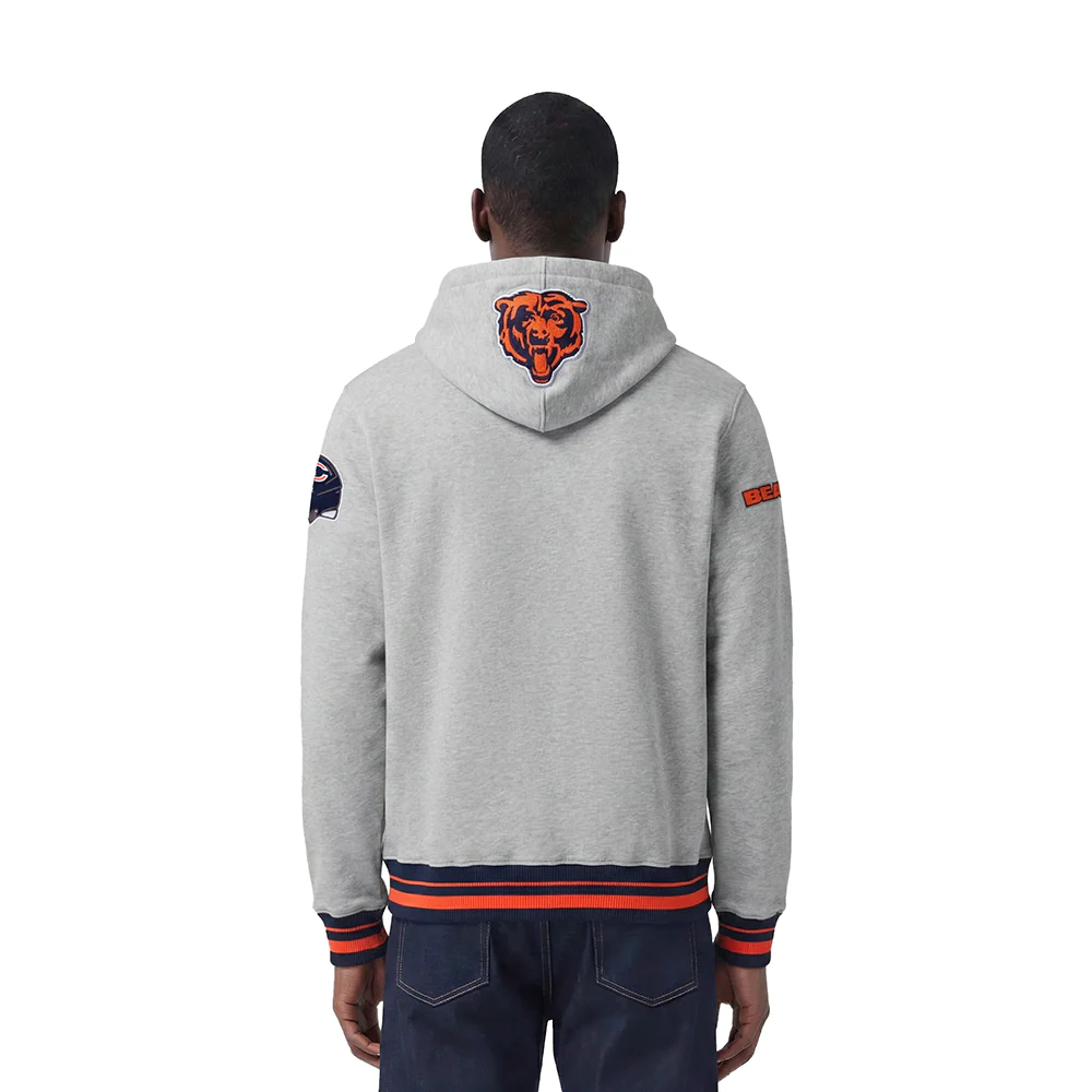 NFL CHICAGO BEARS SCRIPT TAIL MEN'S RIB FLC PO HOODIE (HEATHER GREY/MIDNIGHT NAVY/ORANGE) - Image 2