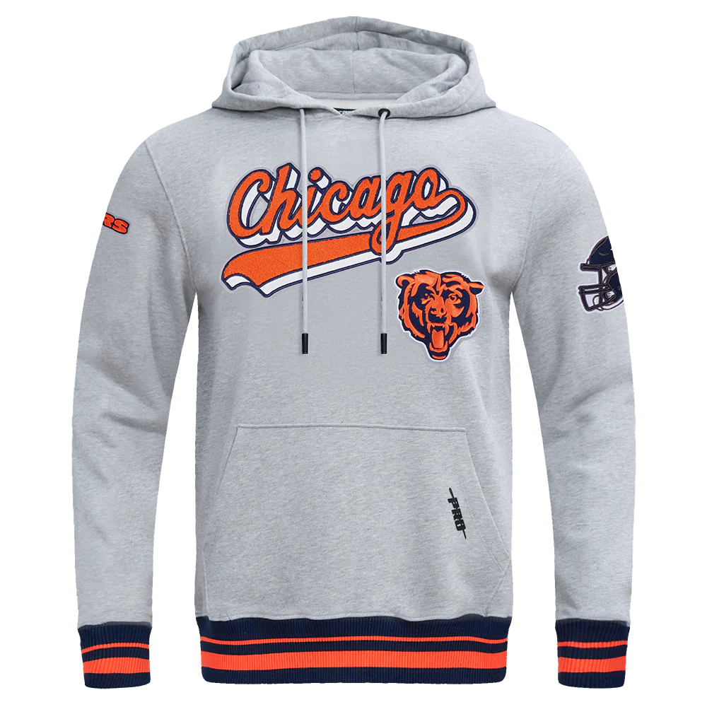 NFL CHICAGO BEARS SCRIPT TAIL MEN'S RIB FLC PO HOODIE (HEATHER GREY/MIDNIGHT NAVY/ORANGE) - Image 3