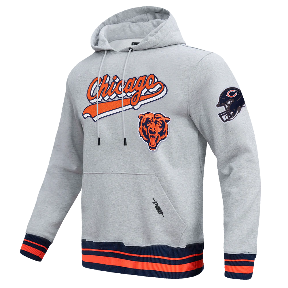 NFL CHICAGO BEARS SCRIPT TAIL MEN'S RIB FLC PO HOODIE (HEATHER GREY/MIDNIGHT NAVY/ORANGE) - Image 6