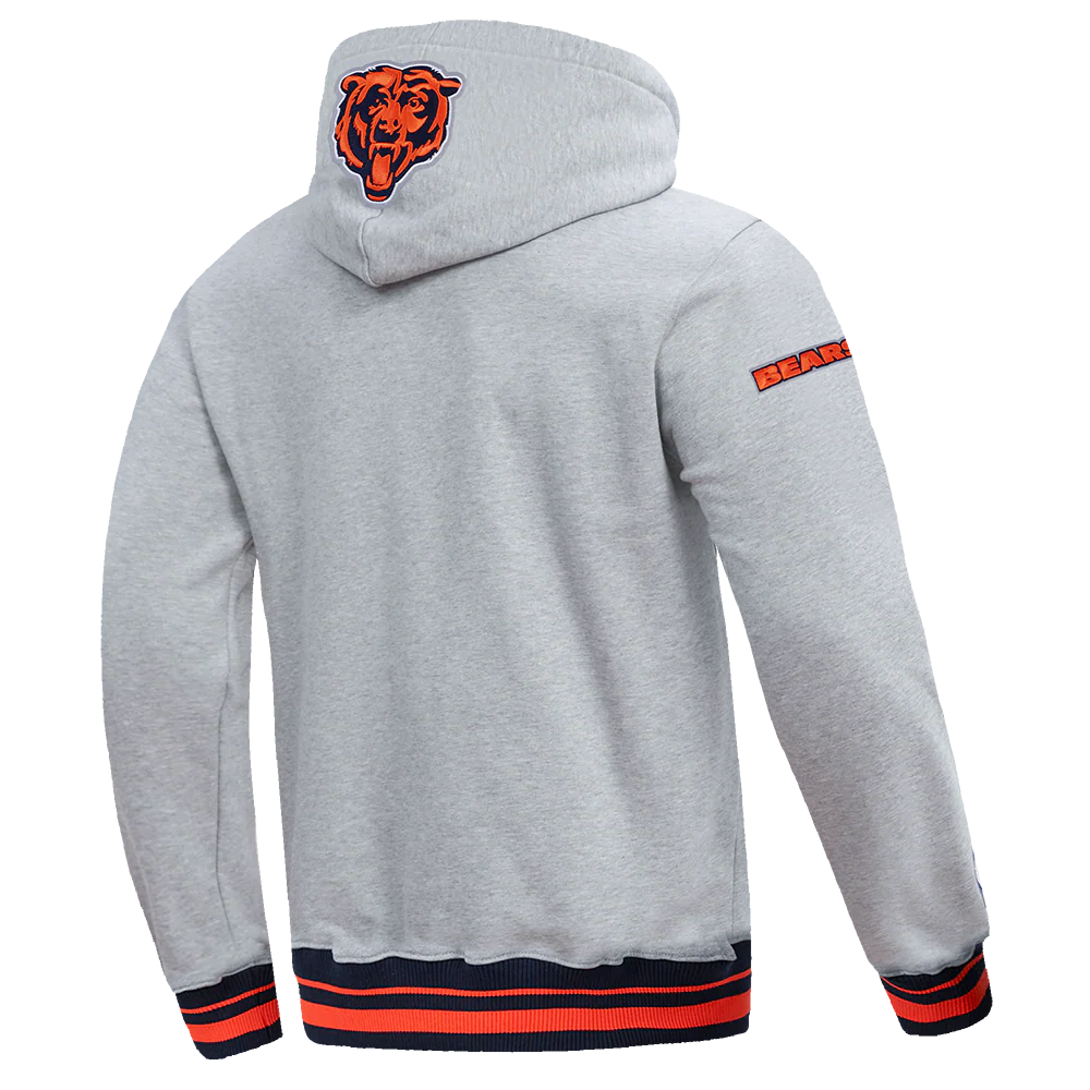 NFL CHICAGO BEARS SCRIPT TAIL MEN'S RIB FLC PO HOODIE (HEATHER GREY/MIDNIGHT NAVY/ORANGE) - Image 8