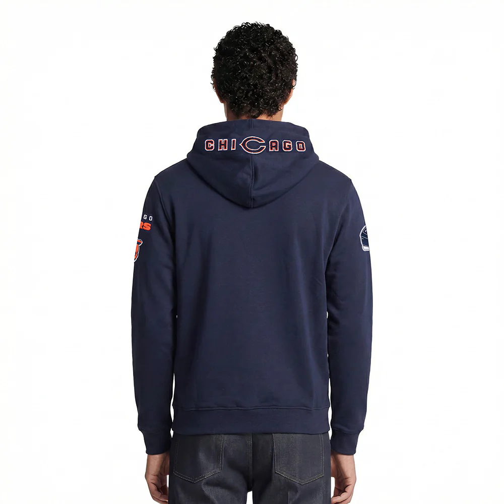 NFL CHICAGO BEARS CLASSIC CHENILLE MEN'S FULL ZIP HOODIE  (MIDNIGHT NAVY) - Image 2