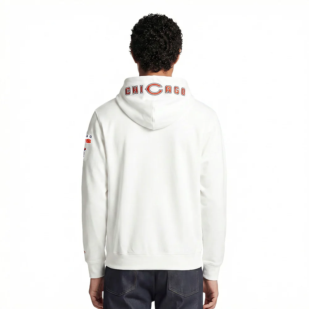 NFL CHICAGO BEARS CLASSIC CHENILLE MEN'S FULL ZIP HOODIE (WHITE) - Image 2