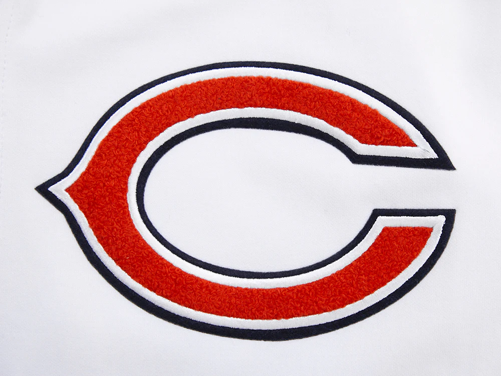 NFL CHICAGO BEARS CLASSIC CHENILLE MEN'S FULL ZIP HOODIE (WHITE) - Image 9