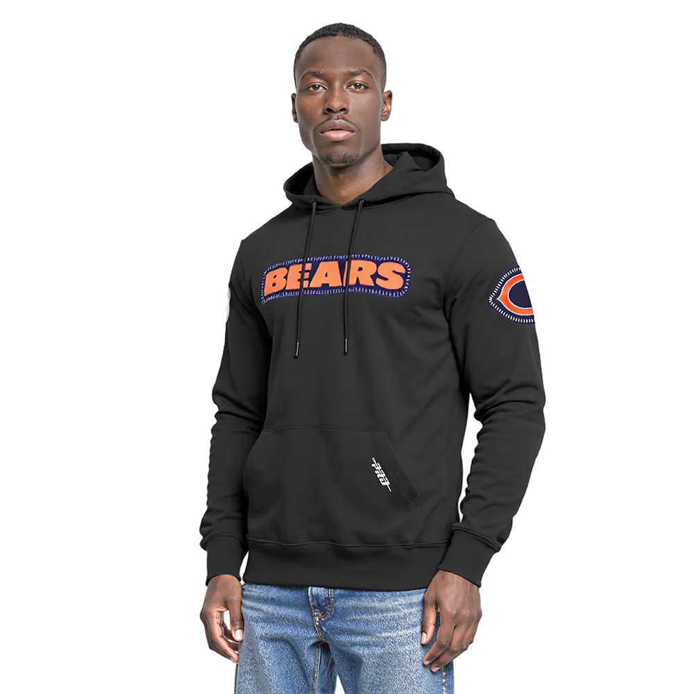 NFL CHICAGO BEARS DIY PICK STITCH MEN'S DOUBLE KNIT PULLOVER HOODIE (BLACK)
