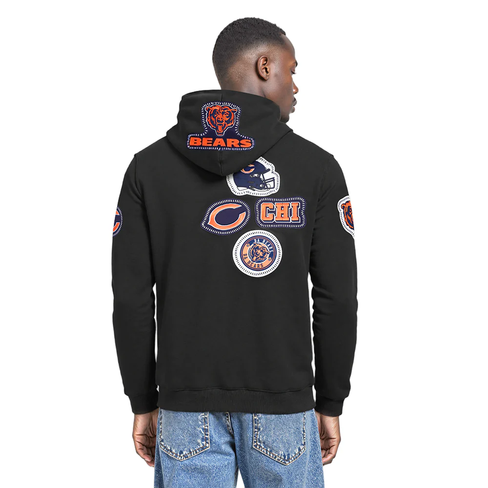 NFL CHICAGO BEARS DIY PICK STITCH MEN'S DOUBLE KNIT PULLOVER HOODIE (BLACK) - Image 13