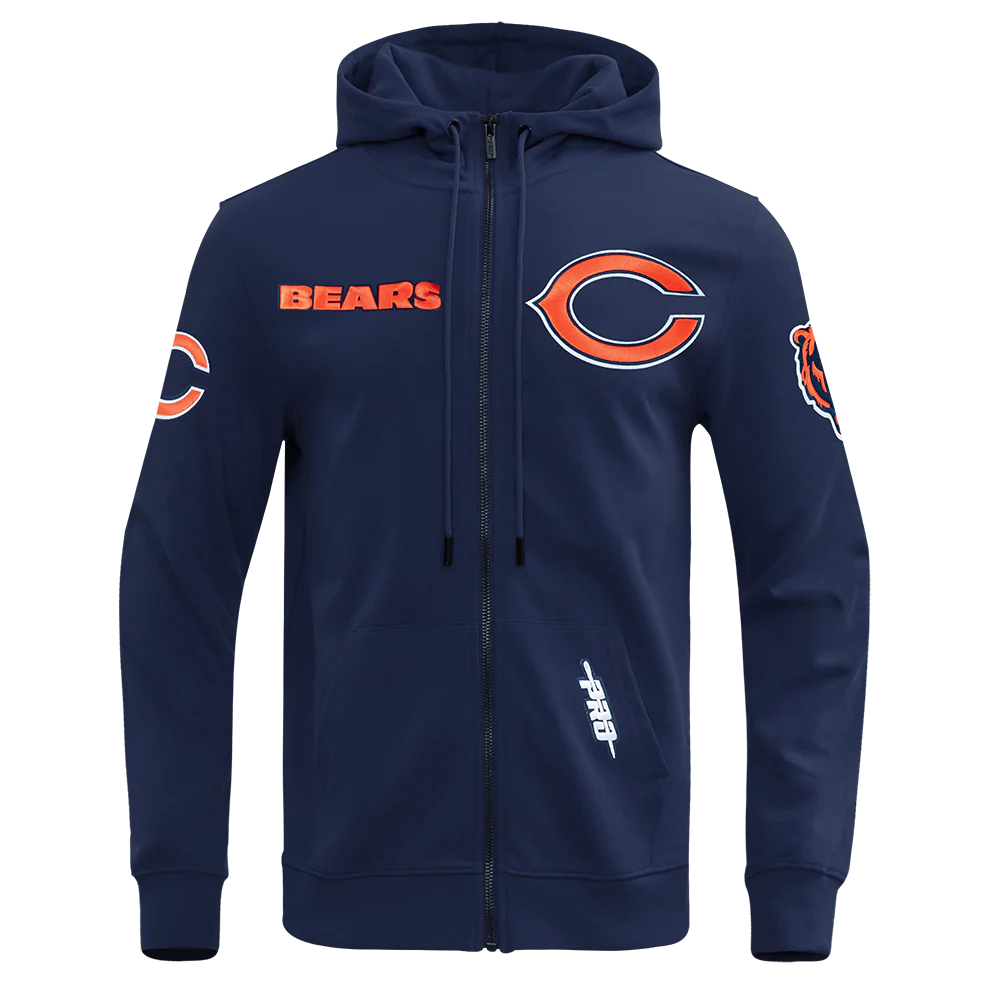 NFL CHICAGO BEARS CLASSIC WIND SUIT MEN'S WOVEN FULL ZIP PULLOVER HOODIE (MIDNIGHT NAVY)