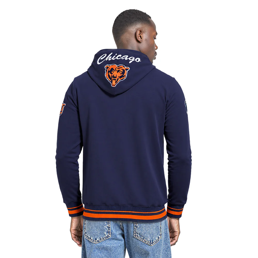 NFL CHICAGO BEARS TEAM BADGE MEN'S RIB PO HOODIE (MIDNIGHT NAVY/ORANGE/MIDNIGHT NAVY) - Image 2