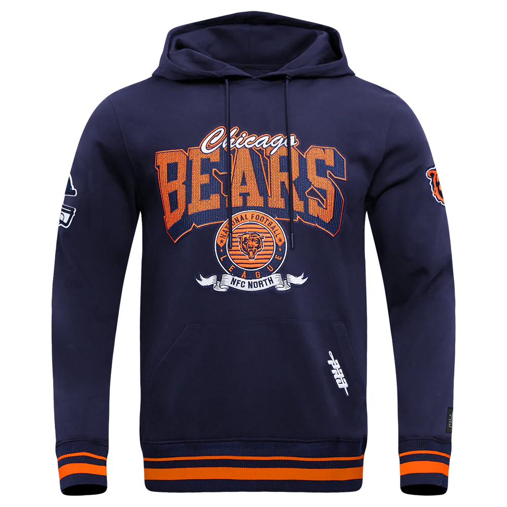 NFL CHICAGO BEARS TEAM BADGE MEN'S RIB PO HOODIE (MIDNIGHT NAVY/ORANGE/MIDNIGHT NAVY) - Image 3